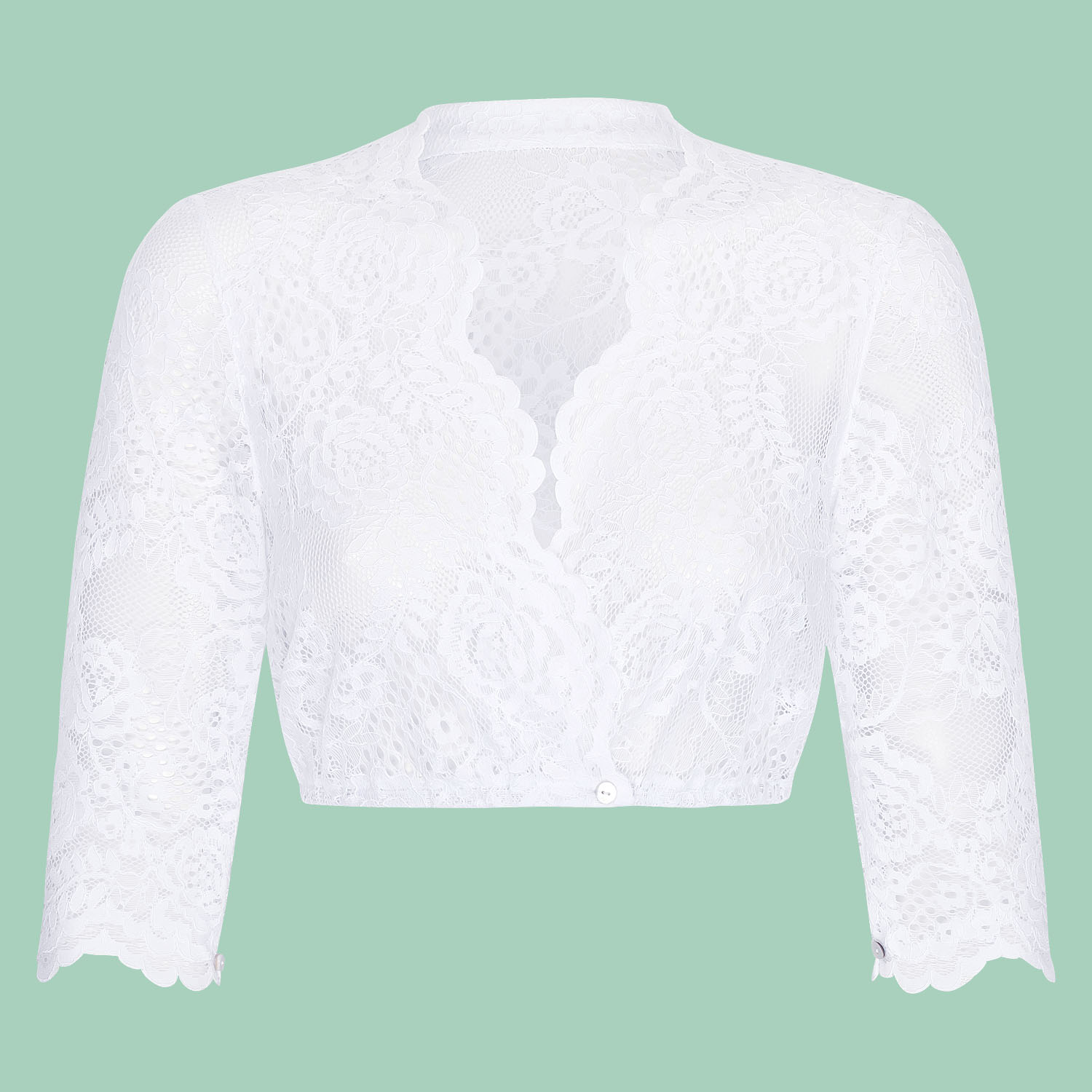 Dirndlbluse Mit Spitze & Perlen - 3/4 Ärmel Für Oktoberfest & Wiesn